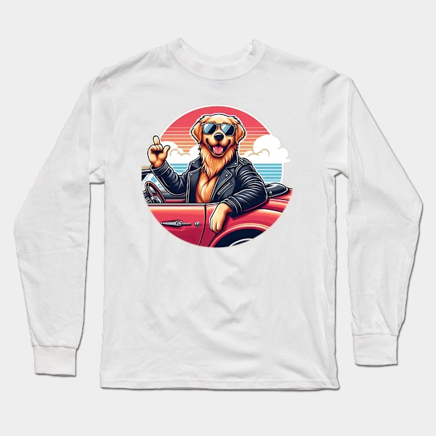 Golden Retriever Cool Boyfriend Long Sleeve T-Shirt by PrintWizardArt